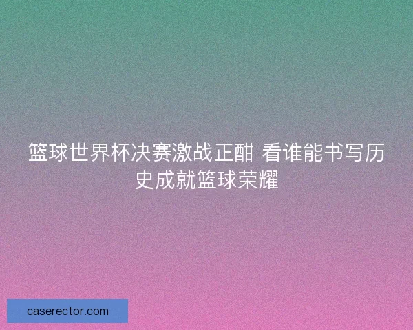 篮球世界杯决赛激战正酣 看谁能书写历史成就篮球荣耀