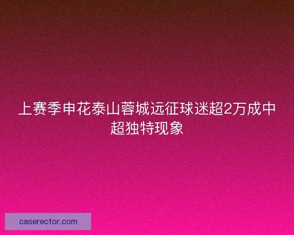 上赛季申花泰山蓉城远征球迷超2万成中超独特现象