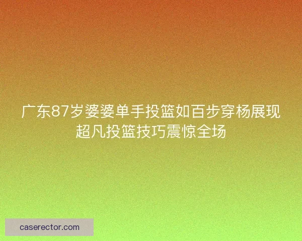 广东87岁婆婆单手投篮如百步穿杨展现超凡投篮技巧震惊全场