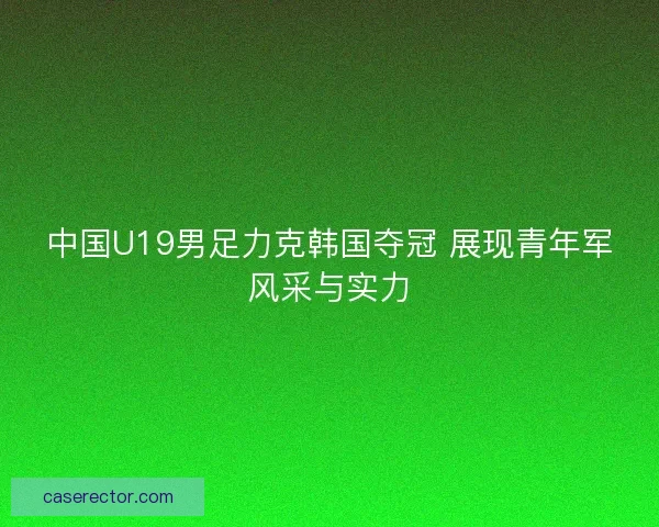 中国U19男足力克韩国夺冠 展现青年军风采与实力